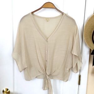 Cute Lily White Front-Tie Top- Roomy Crop